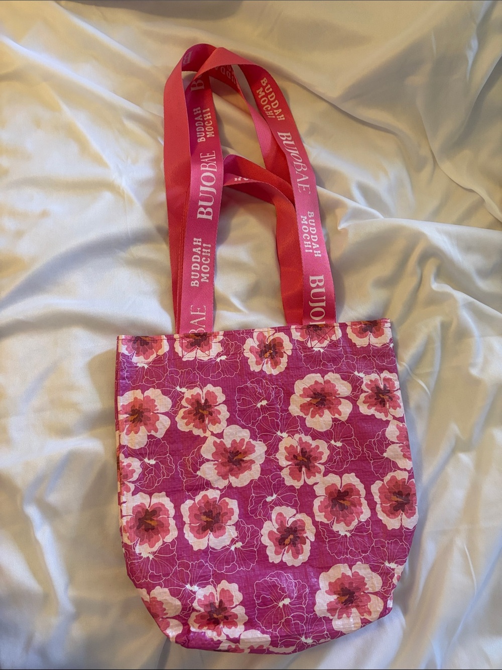 Buddah Mochi Pink Floral Tote with Branded Shoulder Straps